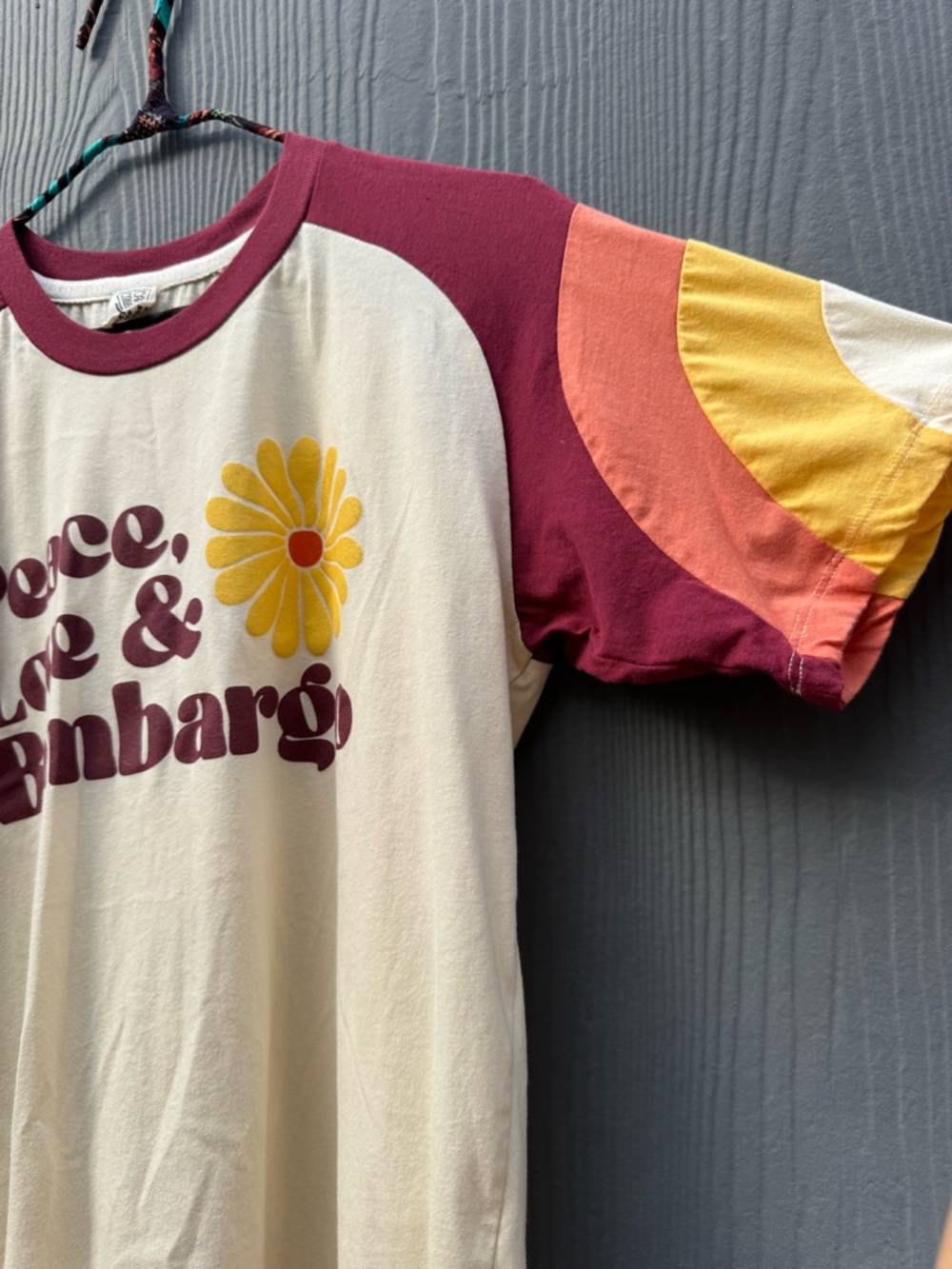 Peace Love & Bombargo Custom Cut & Sew Tee Shirt Unisex Size SM - Picture 7 of 14